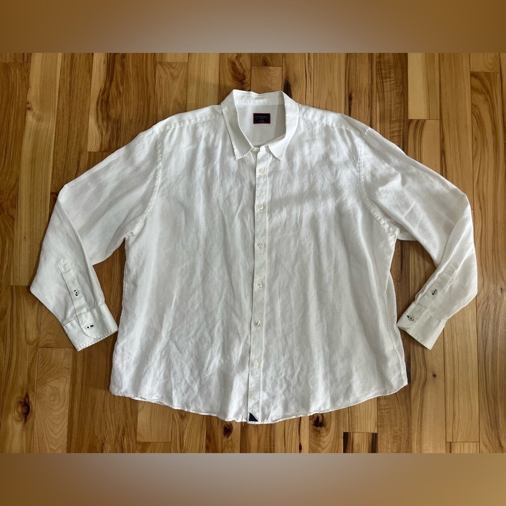 UNTUCKit 3XL Classic White 100% Linen button down shirt‎ Beach Vacation Sz XXLC